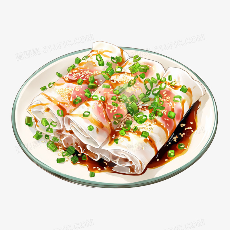 卡通手绘广东肠粉免抠元素