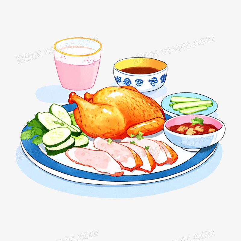 卡通手绘北京烤鸭免抠元素