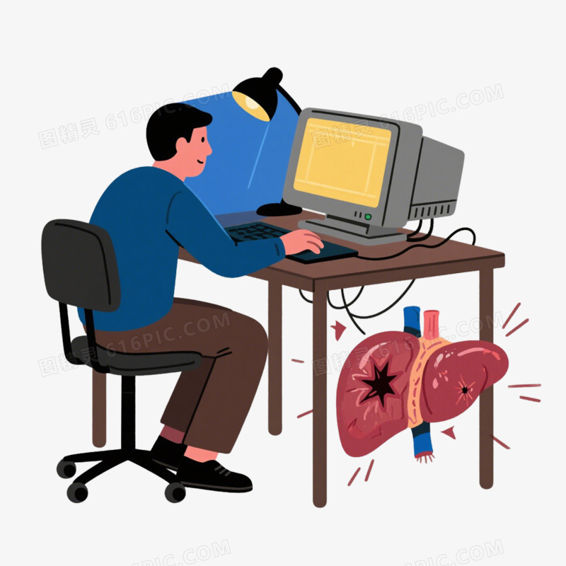 全国爱肝日熬夜的肝脏免抠元素