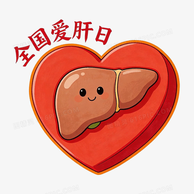 卡通全国爱肝日和红线上的肝脏免抠元素
