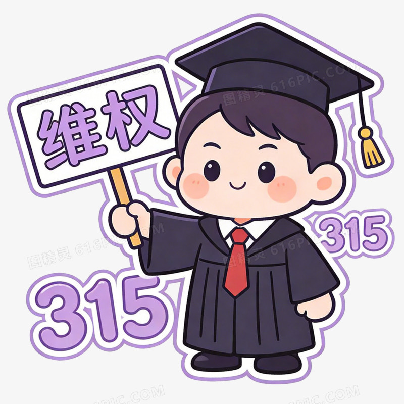 315 维权小律师卡通免扣元素