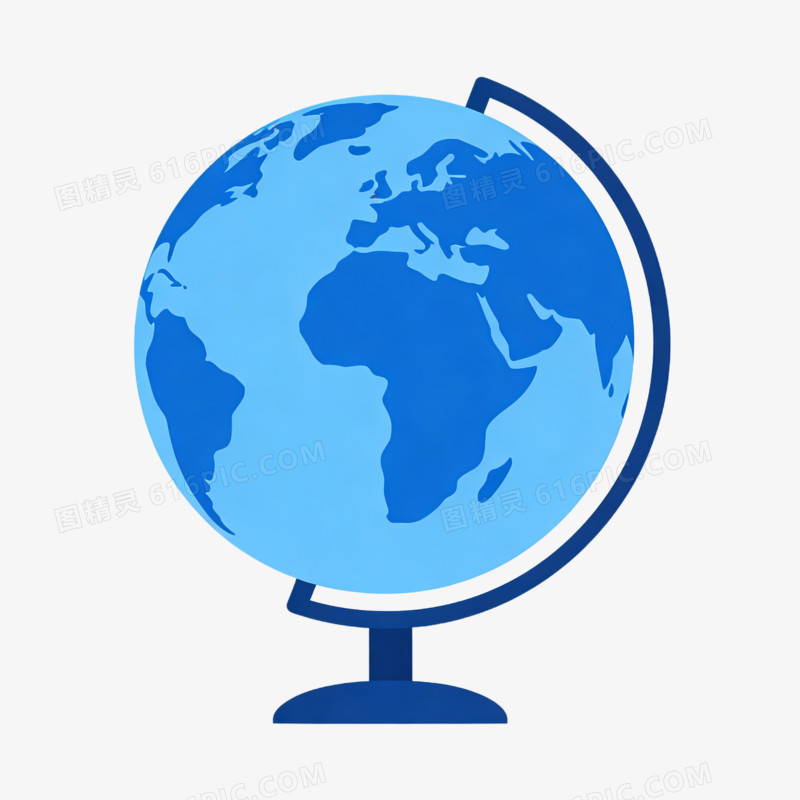 卡通图标蓝色地球仪免抠元素