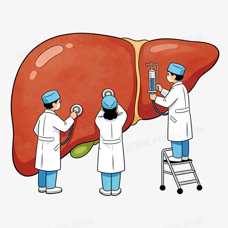 卡通医生检查肝脏免抠元素