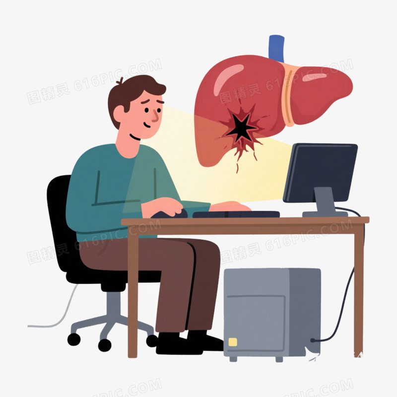 全国爱肝日熬夜的肝脏免抠元素
