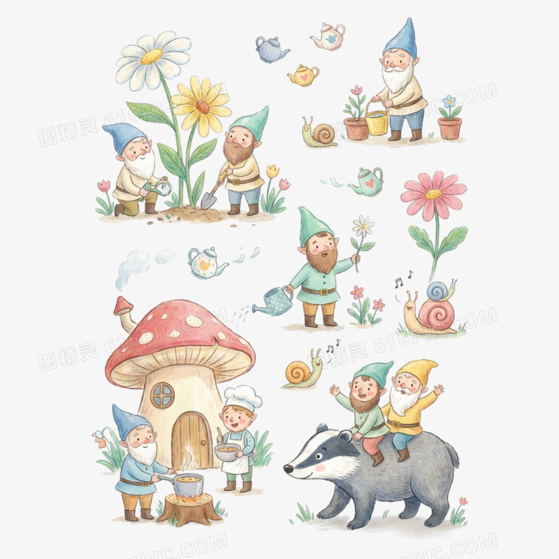 卡通手绘童话故事免抠元素