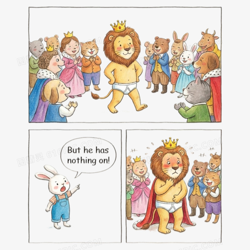 卡通手绘童话故事皇帝的新装免抠元素