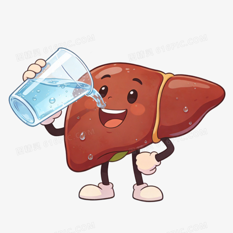 全国爱肝日多喝水免抠元素