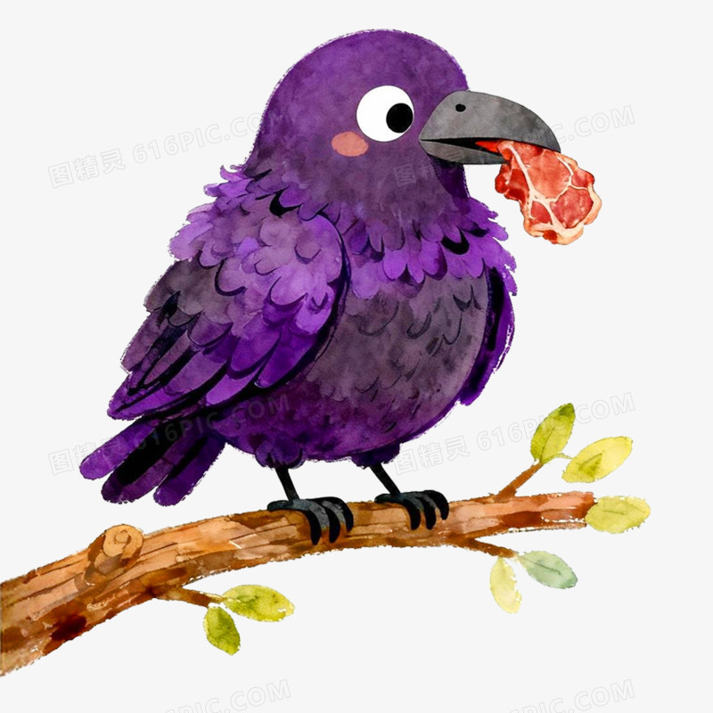 卡通手绘童话故事狐狸与乌鸦免抠元素