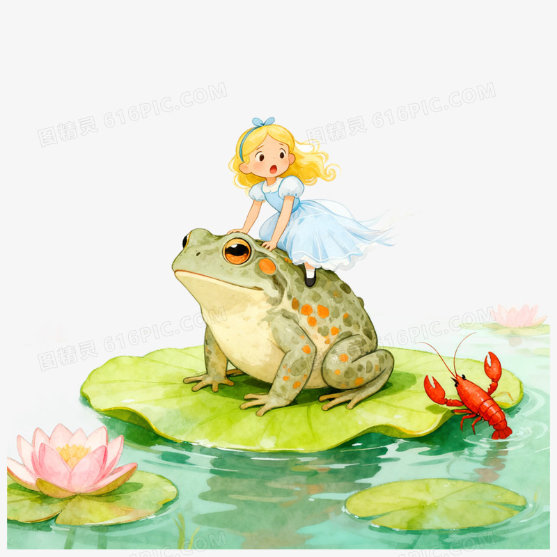 卡通手绘童话故事拇指姑娘免抠元素