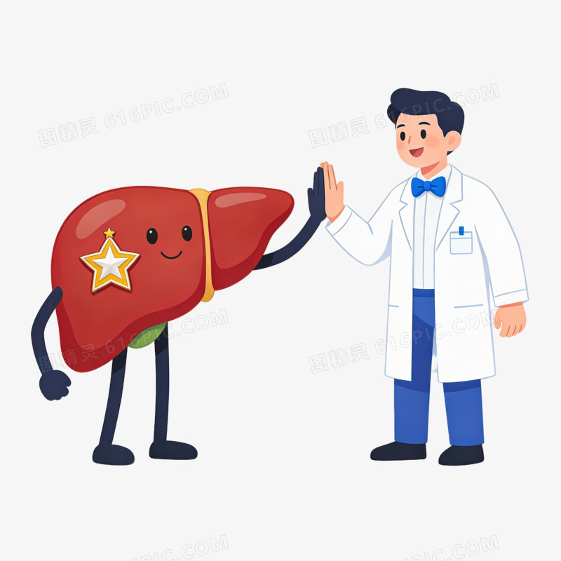 全国爱肝日医生肝脏击掌互动卡通免扣素材