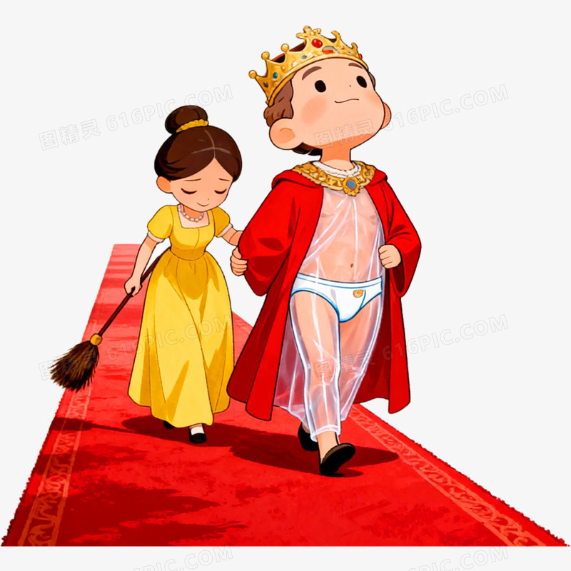卡通手绘童话故事皇帝的新装免抠元素