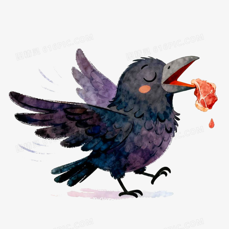 卡通手绘童话故事狐狸与乌鸦免抠元素