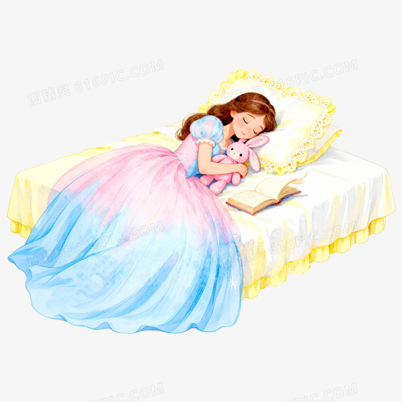 卡通手绘童话故事睡美人免抠元素