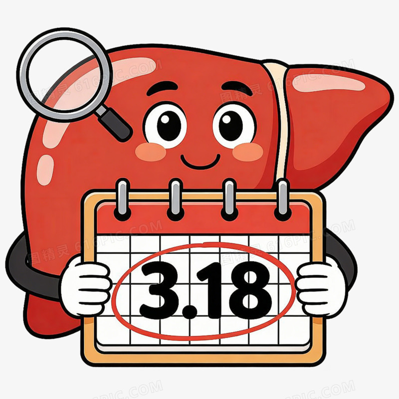 3.18 全国爱肝日卡通肝脏日历免扣素材