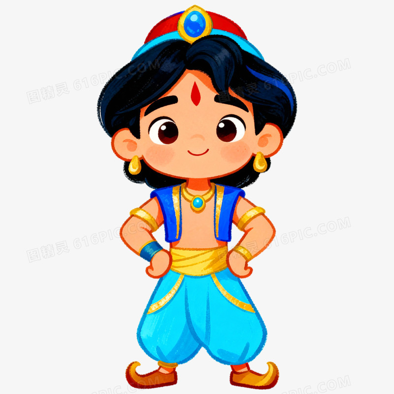 卡通手绘童话故事阿拉丁神灯免抠元素