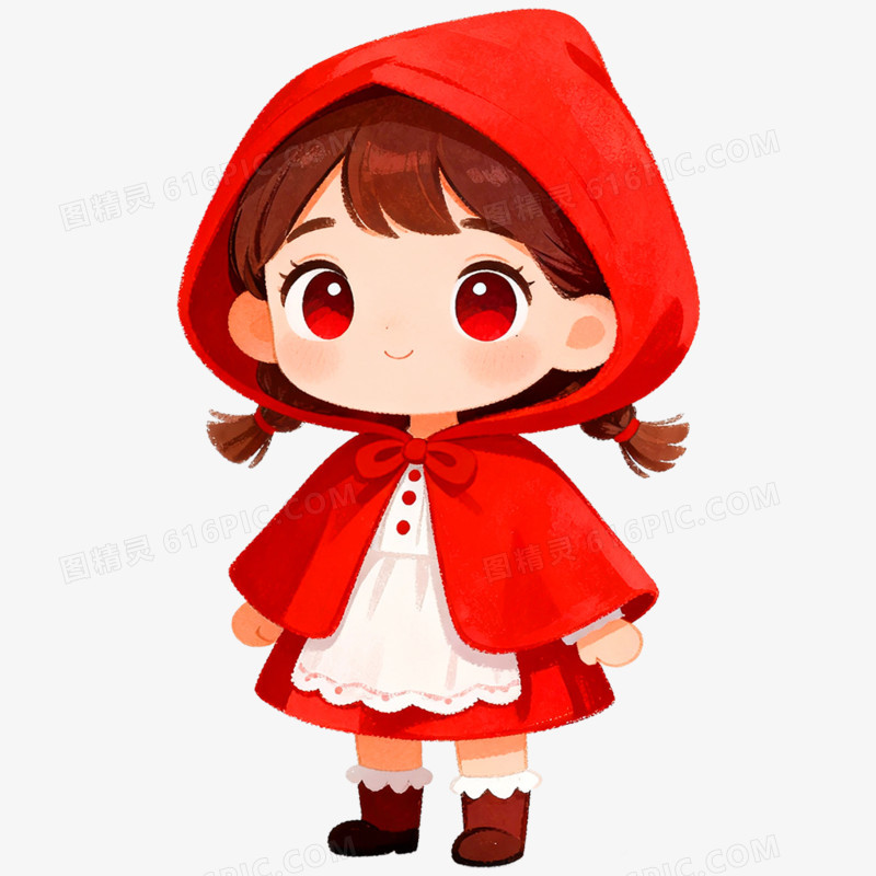 卡通手绘童话故事小红帽免抠元素