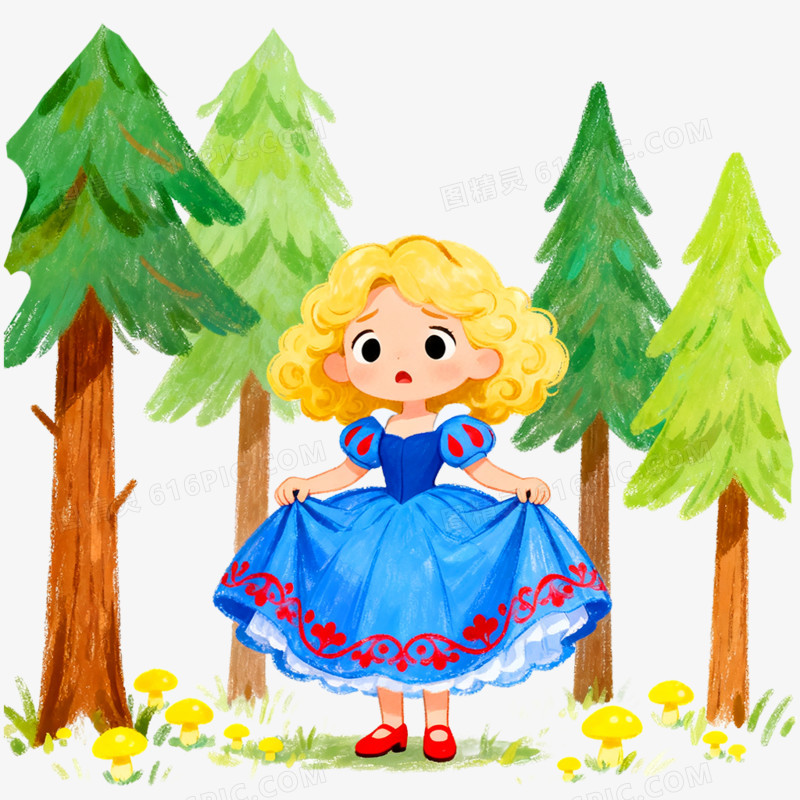 卡通手绘童话故事白雪公主免抠元素