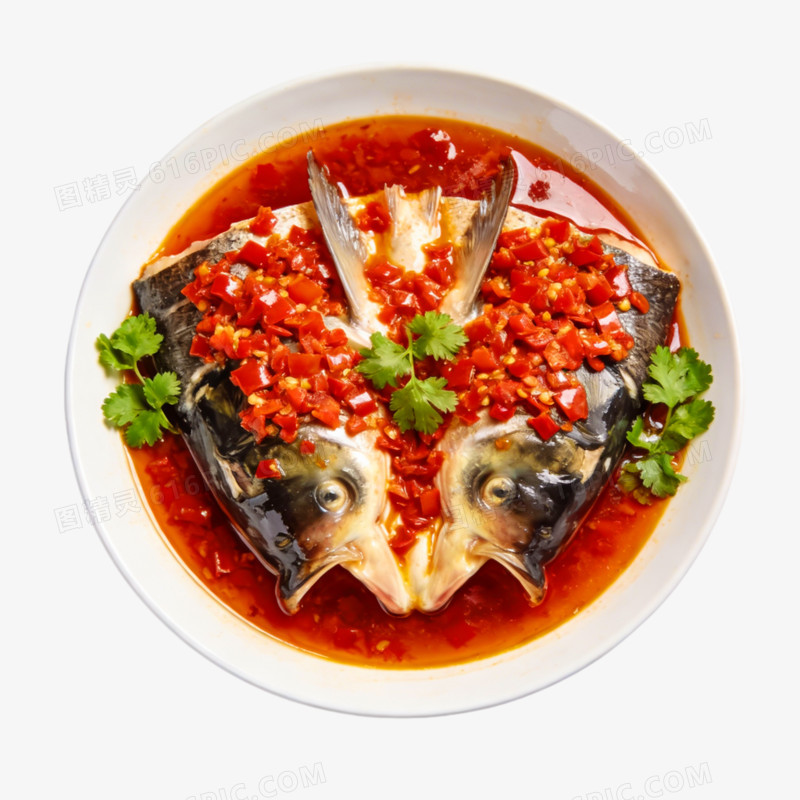 摄影风格剁椒鱼头特色美食免抠元素