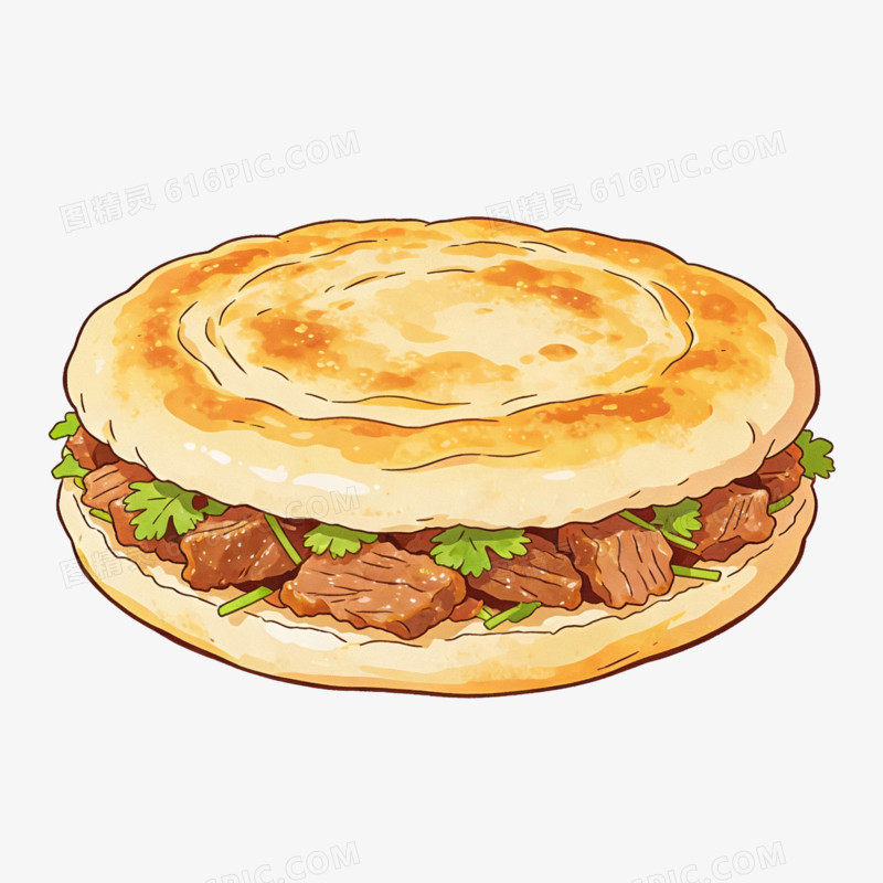 特色地方美食陕西西安肉夹馍免抠元素