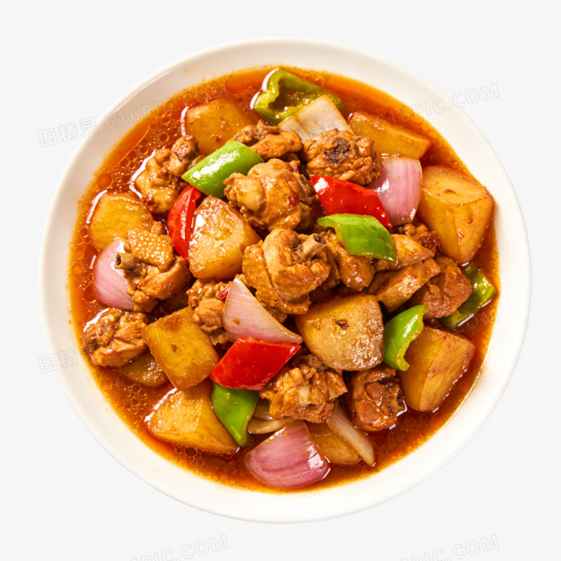 摄影风格新疆大盘鸡特色美食免抠元素