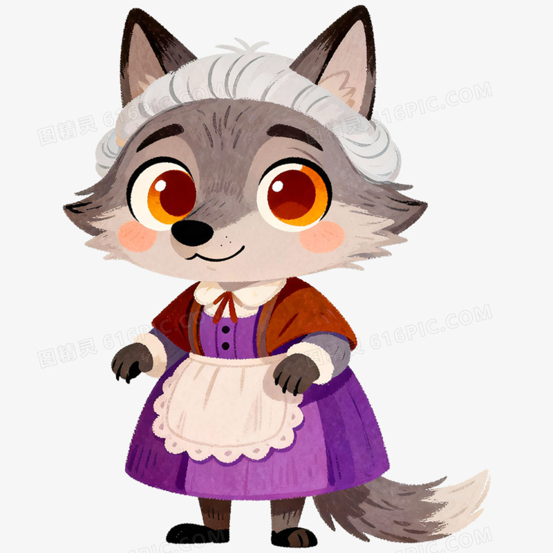 卡通手绘童话故事小红帽免抠元素