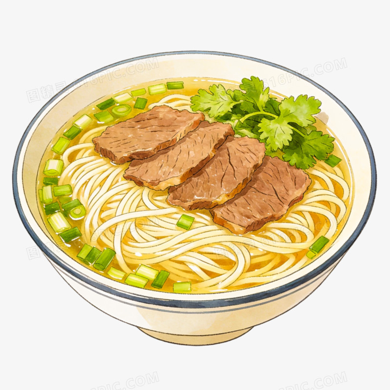 插画风格兰州拉面特色美食免抠元素