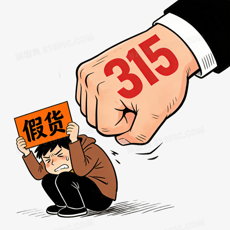 卡通315重拳打向举着假货牌子的商家免抠元素