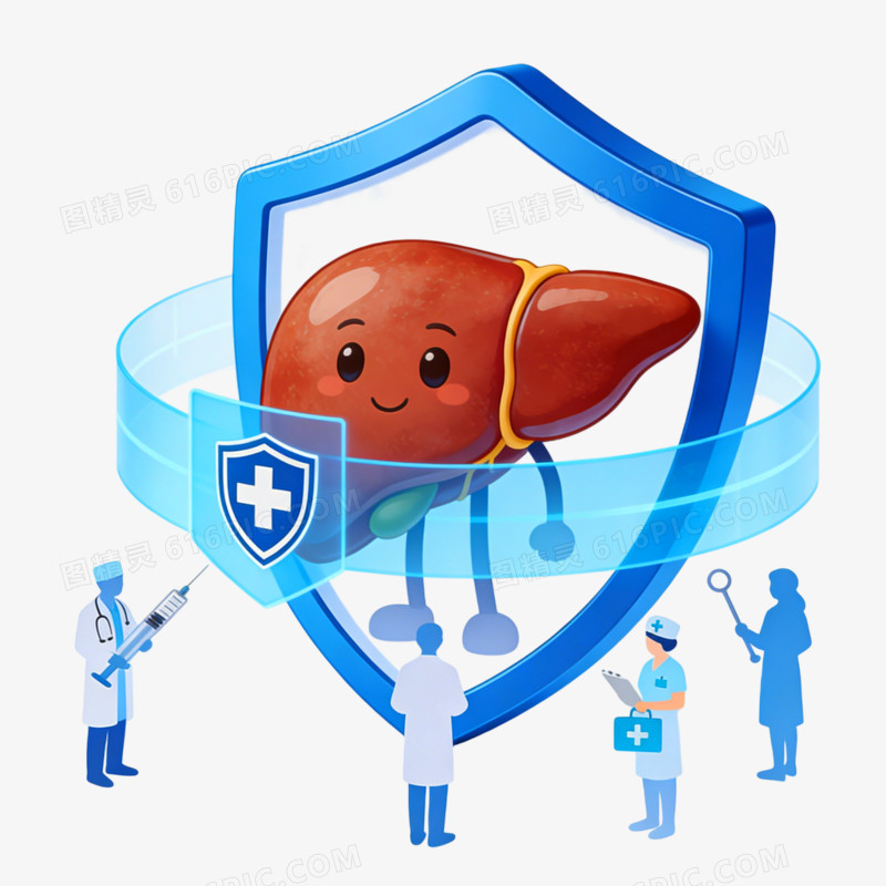插画风格全国爱肝日元素免抠元素