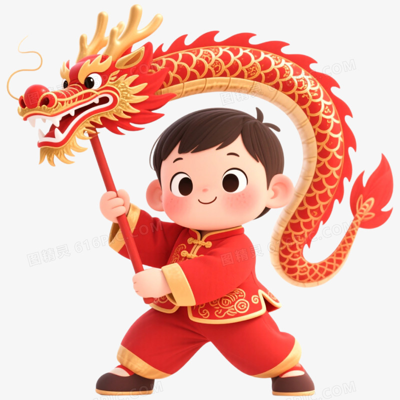 卡通手绘二月二龙抬头免抠元素