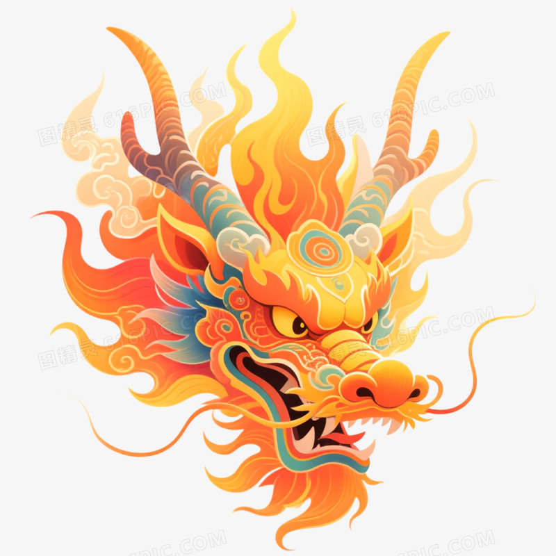 卡通手绘二月二龙抬头免抠元素