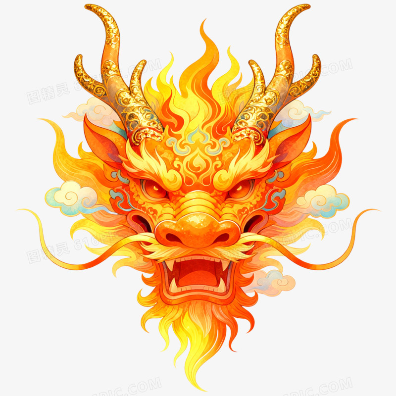 卡通手绘二月二龙抬头免抠元素