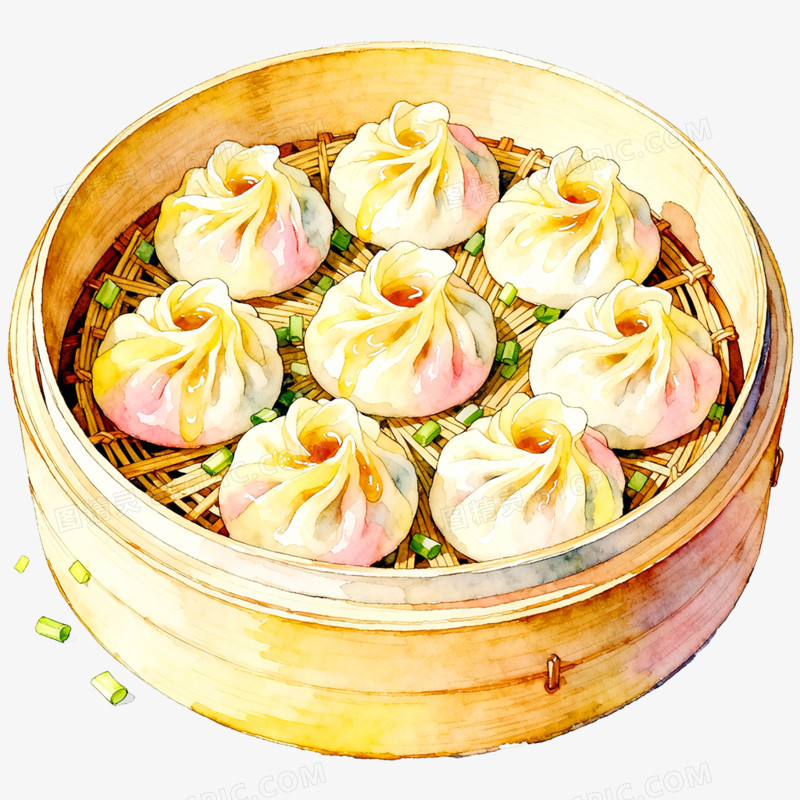 手绘插画天津小笼包免抠元素