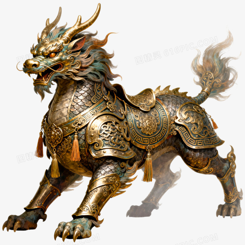 手绘插画瑞兽麒麟免抠元素