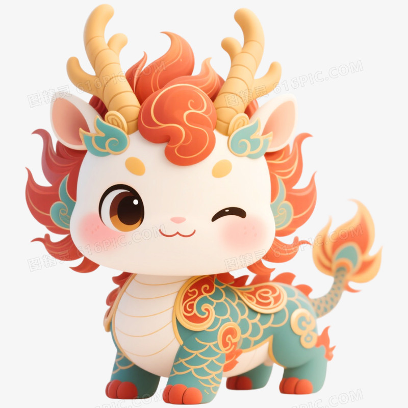 手绘插画瑞兽麒麟免抠元素