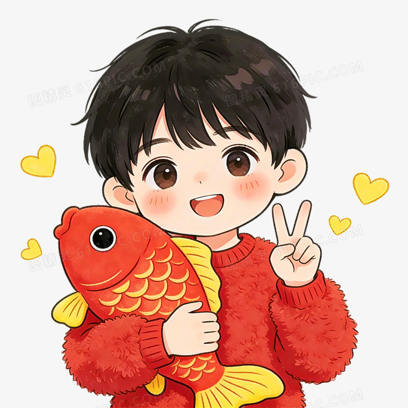 卡通手绘情侣头像免抠元素