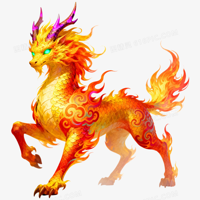 手绘插画瑞兽麒麟免抠元素