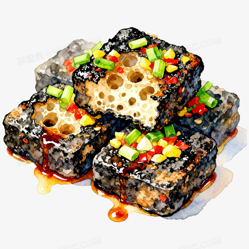 手绘插画长沙臭豆腐免抠元素