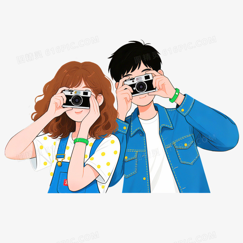 卡通手绘情侣头像免抠元素