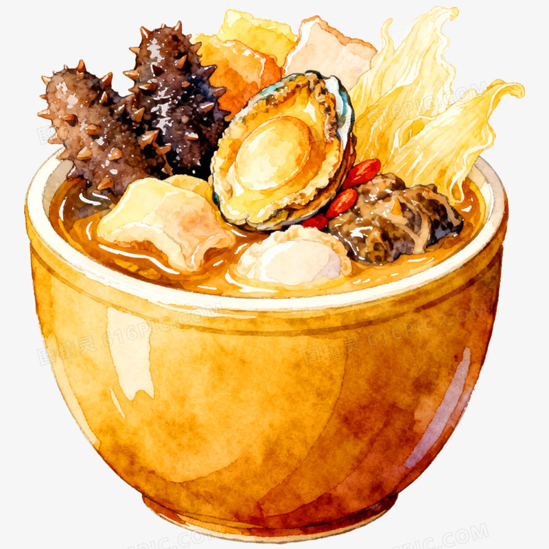 手绘插画福建佛跳墙免抠元素