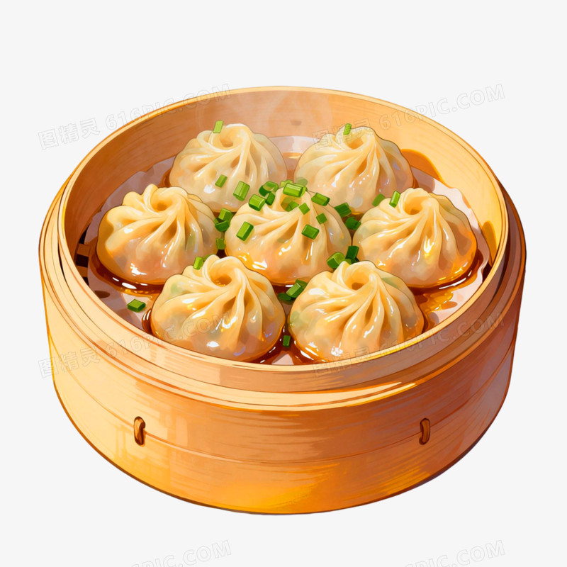 卡通手绘上海小笼包免抠元素