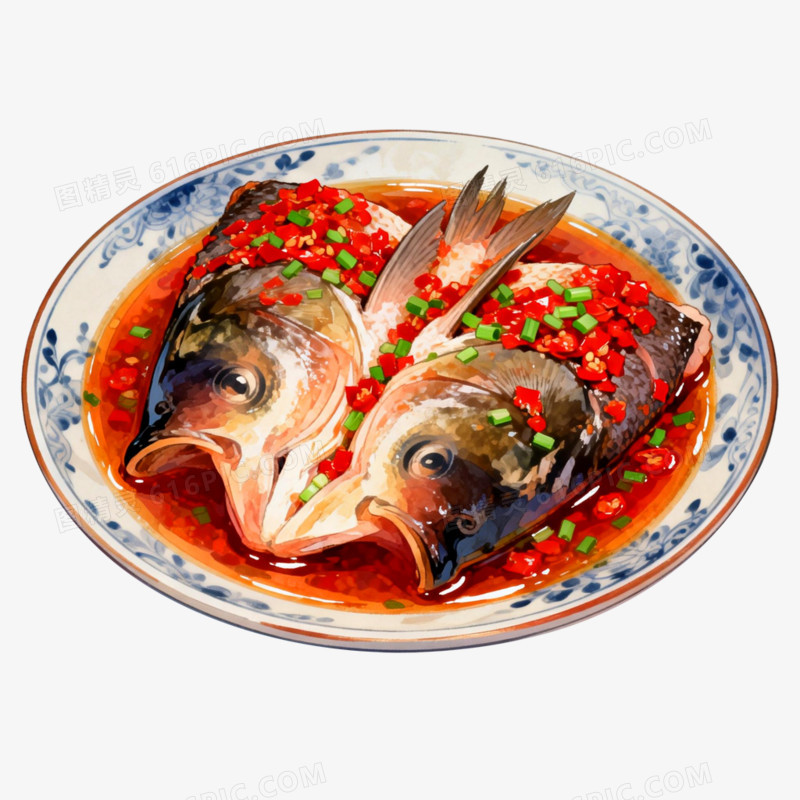卡通手绘剁椒鱼头免抠元素