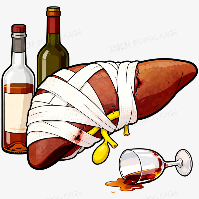 卡通手绘全国爱肝日免抠元素