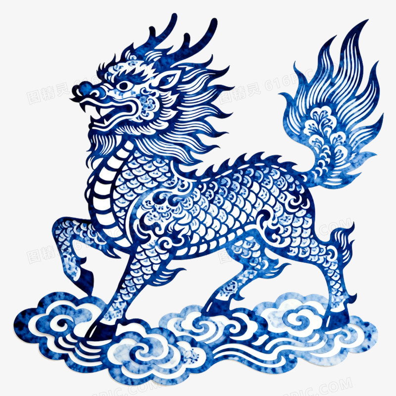 手绘插画瑞兽麒麟免抠元素