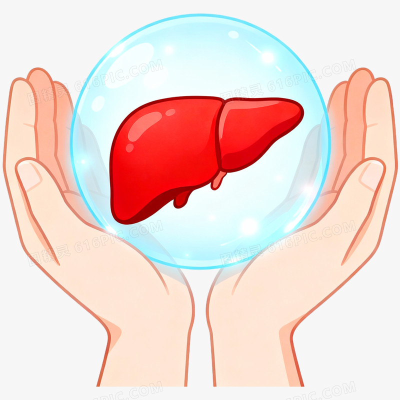 卡通手绘全国爱肝日免抠元素