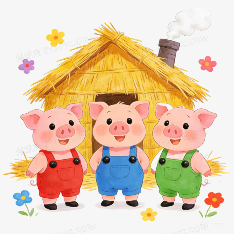 卡通三只小猪免抠元素