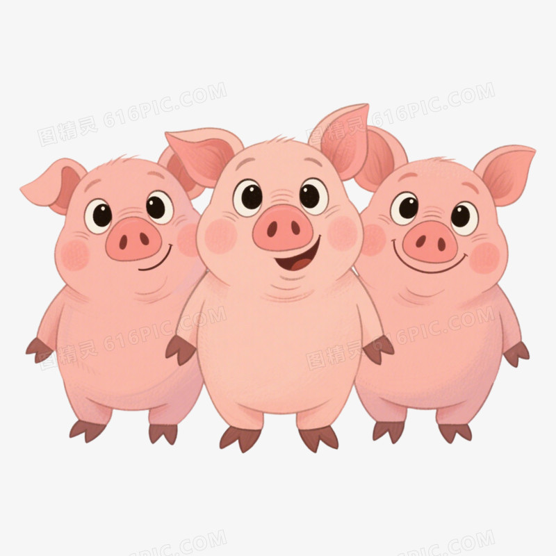 童话故事三只小猪免抠元素