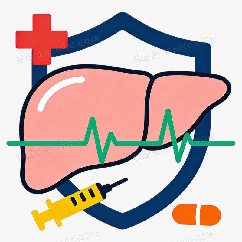 手绘插画风格全国爱肝日素材免抠元素