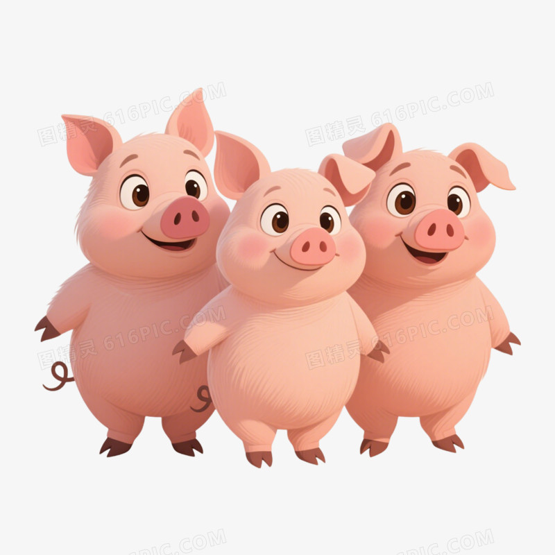 童话故事三只小猪免抠元素