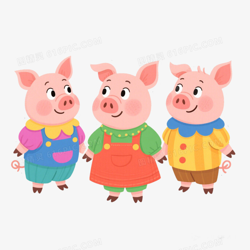 童话故事三只小猪免抠元素