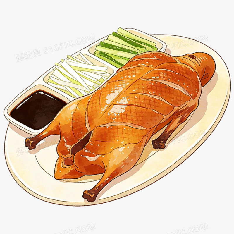 卡通手绘风北京烤鸭免抠元素